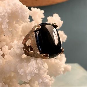 Faux Onyx Statement Vintage Cocktail Ring
